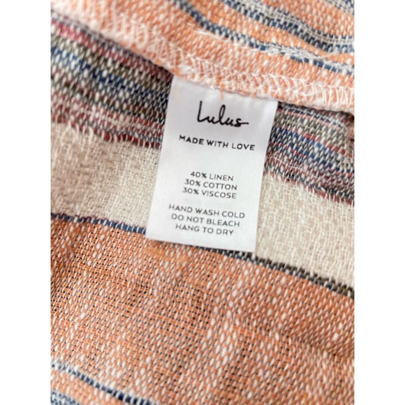 Lulus Striped Double V-Neck Tiered Mini Dress - Dusty Orange - Size XS* WD25 - Picture 10 of 12